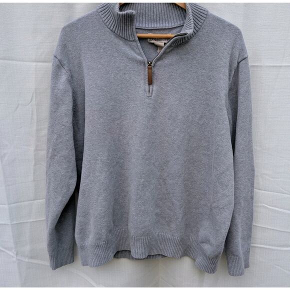 Duluth Trading Mens Strongarm 1/4 Zip Mock Neck Sweater Gray XL Casual Preppy - Picture 2 of 7
